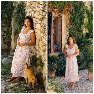 Christy Dawn The Kelly Dress Garnet Tulips Floral Prairie Midi Dress Size M